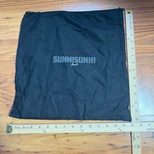 Sunni Sunni Black Canvas Logo‎ Drawstring Shoe Dust Bag Storage Pouch 15x15